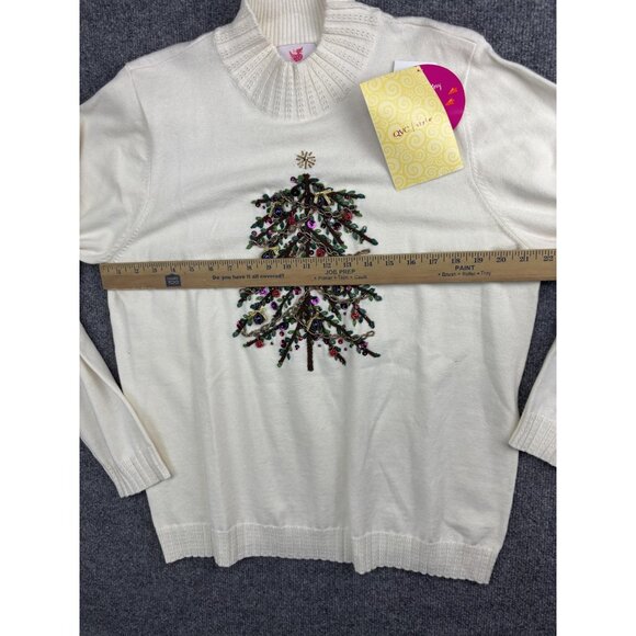 Quacker Factory Sweater Womens Large Embellished Christmas Tree Pullover QVC - Picture 5 of 8